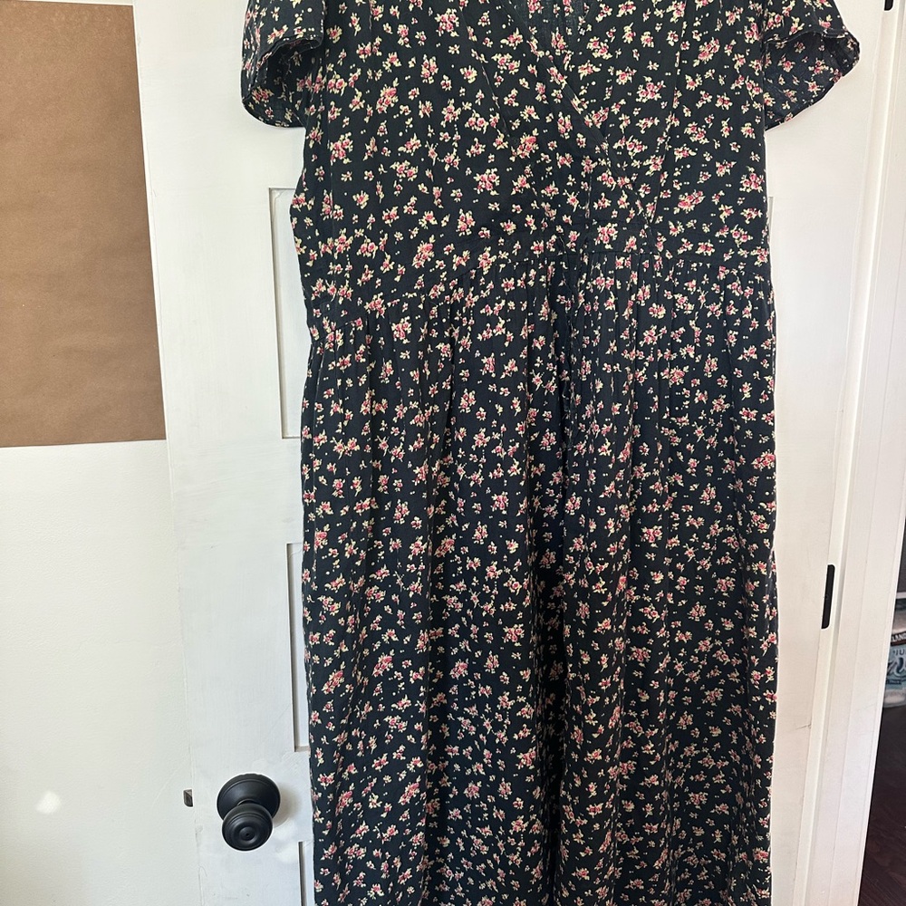 Christy Dawn Black Dress with Pink Floral Design